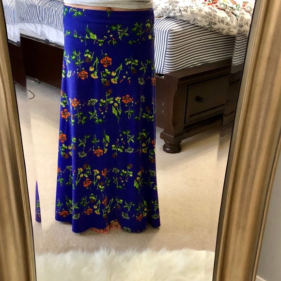 LuLaRoe Deep Purple Floral Maxi Skirt - Picture 6 of 7